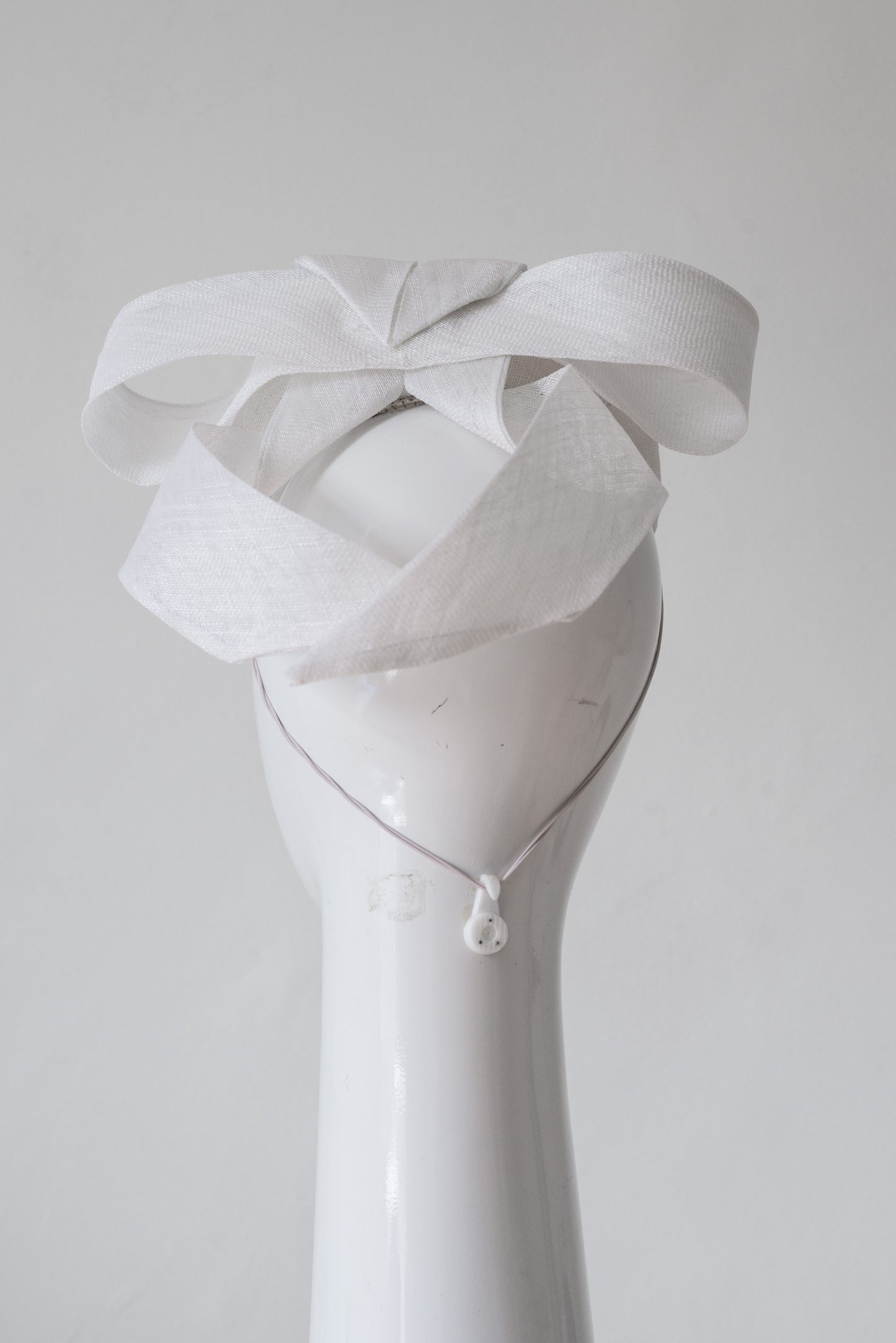 White Beret with Sweeping Back Bow By Felicity Northeast Millinery