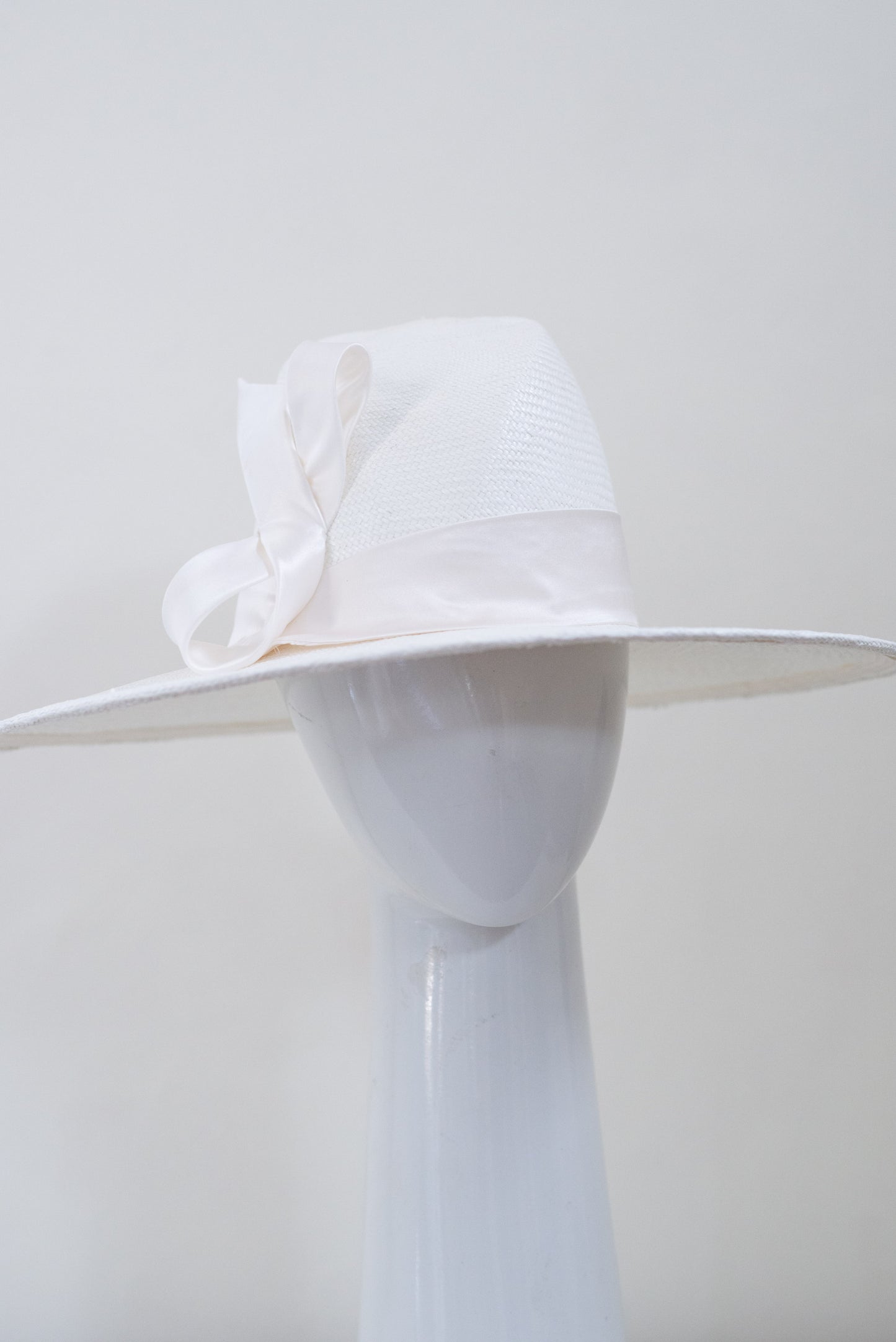 White Fedora with Silk Satin Bow