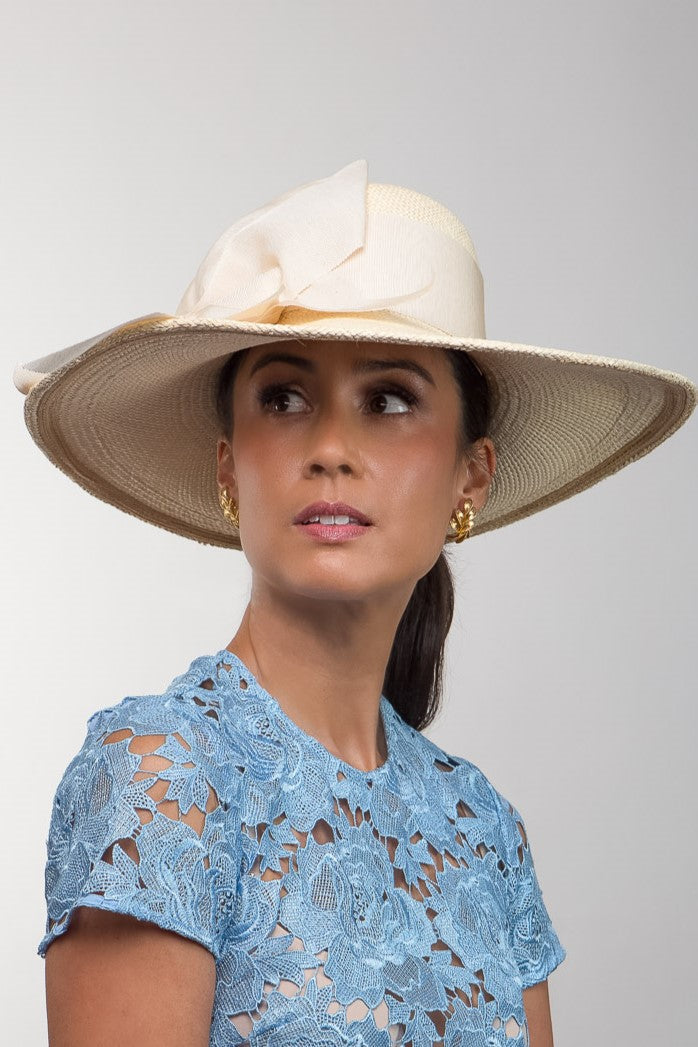 Wide Brimmed Panama Hat in Natural