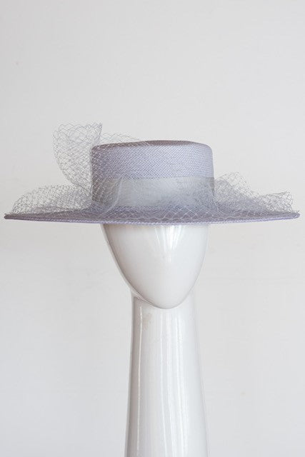 Veiled Lavender Blue Boater