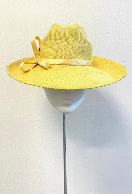 Lemon Fedora with Silk Bow