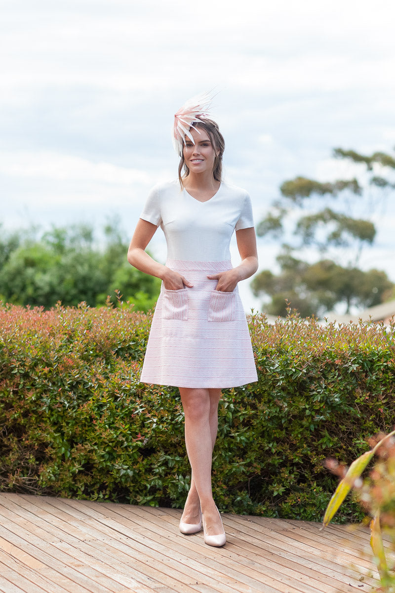 The Sculptured Feather Platter in Pink and White by Felicity Northeast Millinery