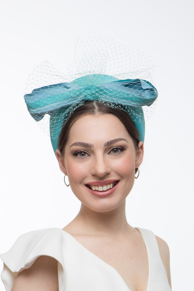 The Sky Blue Halo with Bow by Felicity Northeast Millinery