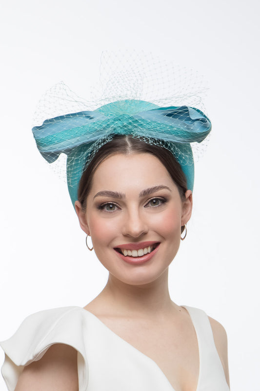 The Sky Blue Halo with Bow by Felicity Northeast Millinery