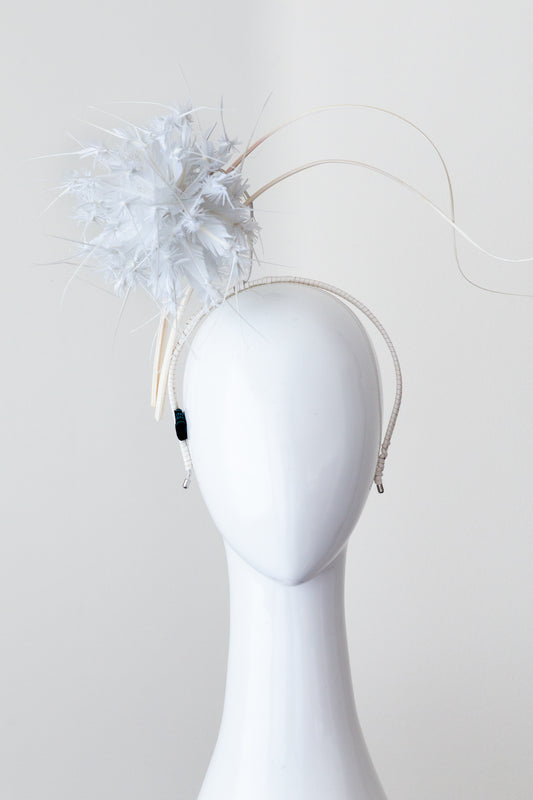 White Feather Pom Pom Headband By Felicity Northeast Millinery