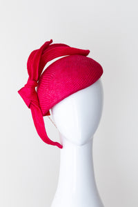 Hot Pink Double Bow Side Beret by Felicity Northeast Millinery