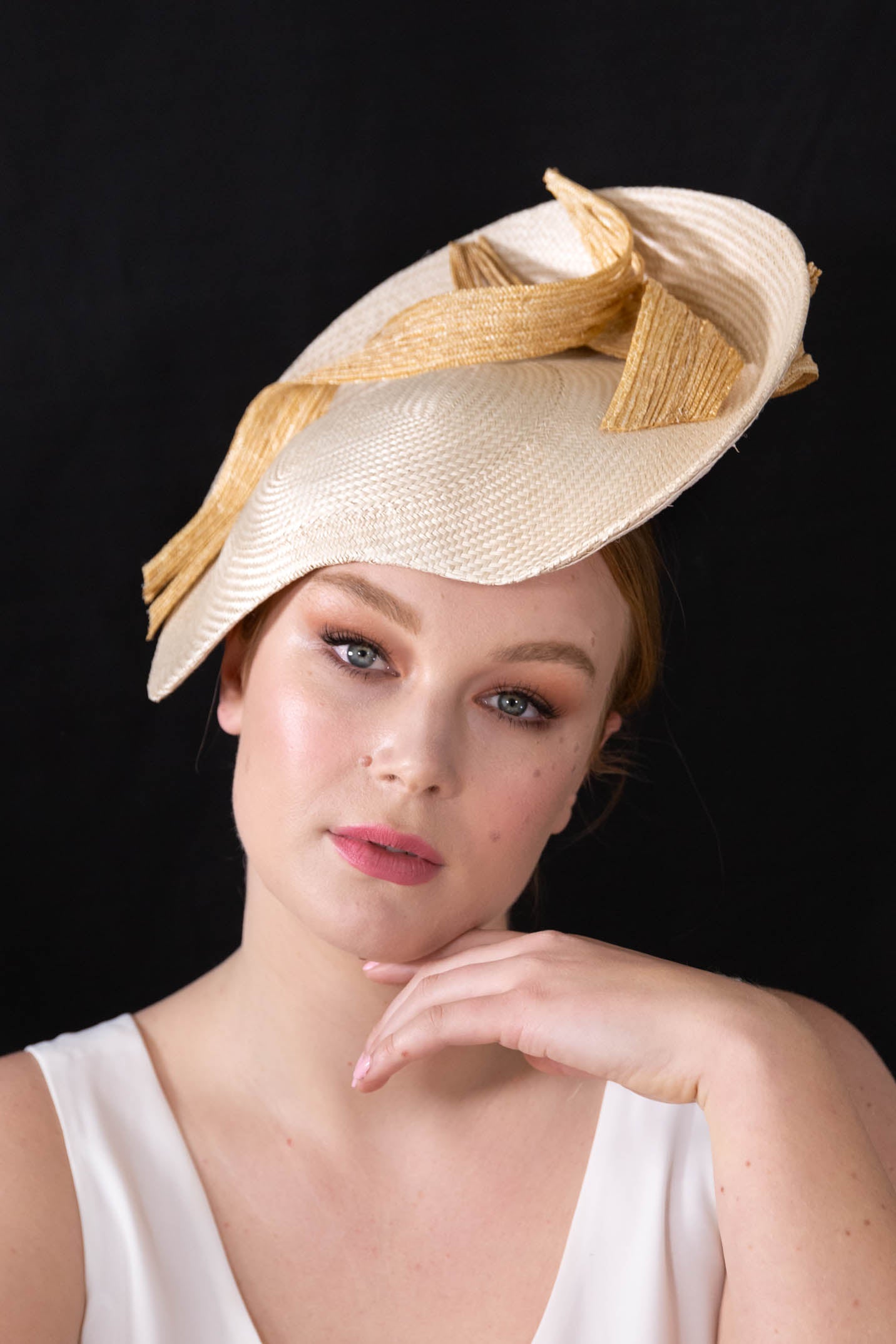 Ivory Platter with Natural Braid Swirls By Felicity Northeast Millinery