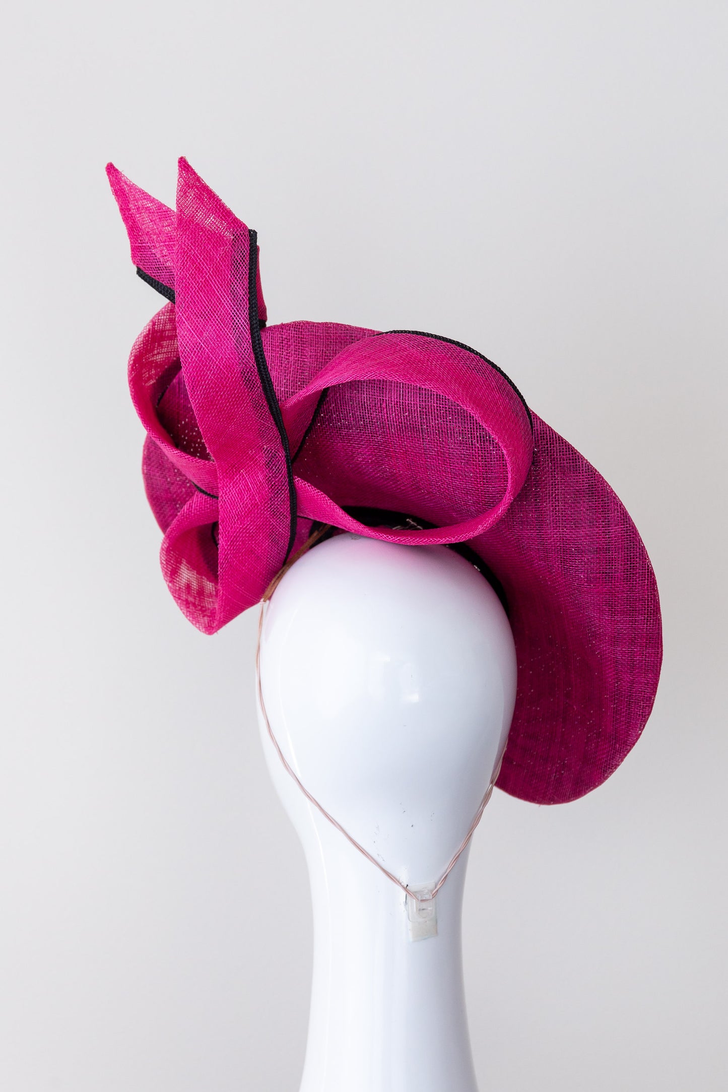 Black and Hot Pink Platter with Side Bow By Felicity Northeast Millinery