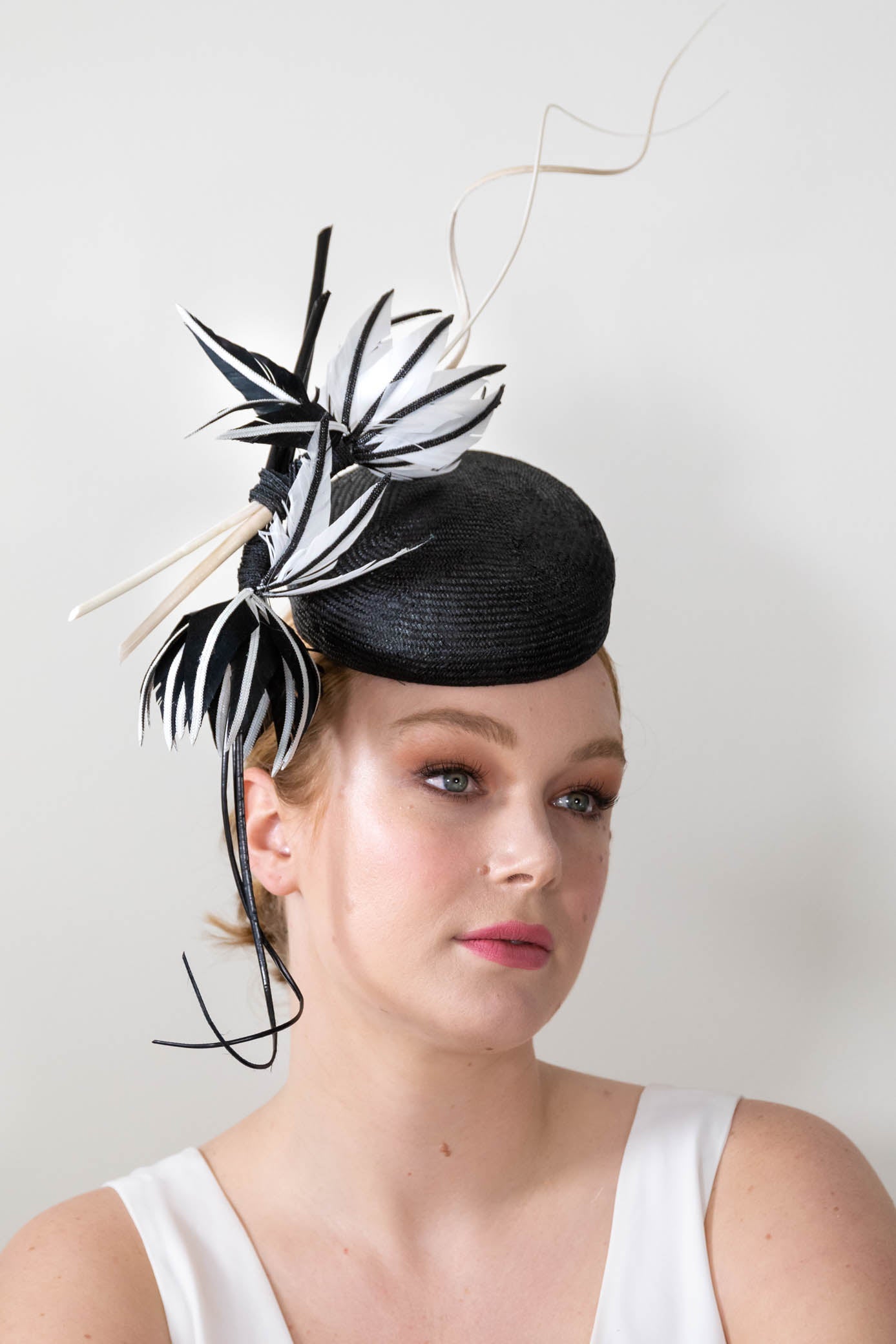 Derby Beret with Feather Flowers by Felicity Northeast Millinery