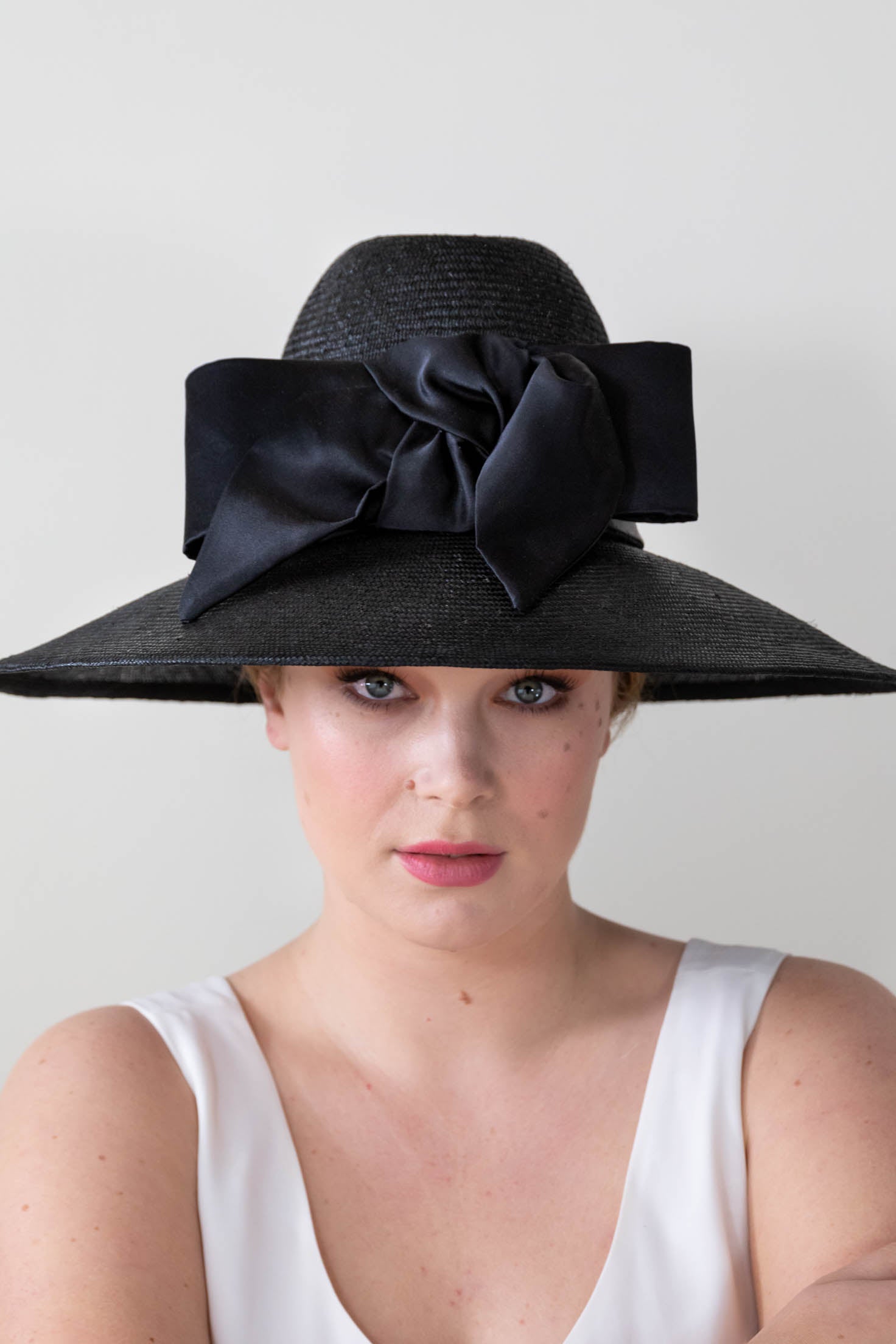 Black Dior Style Hat with Silk Bow By Felicity Northeast Millinery
