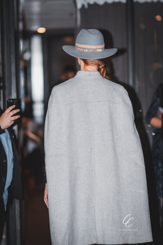 The Grey and Natural Fedora by Felicity Northeast Millinery