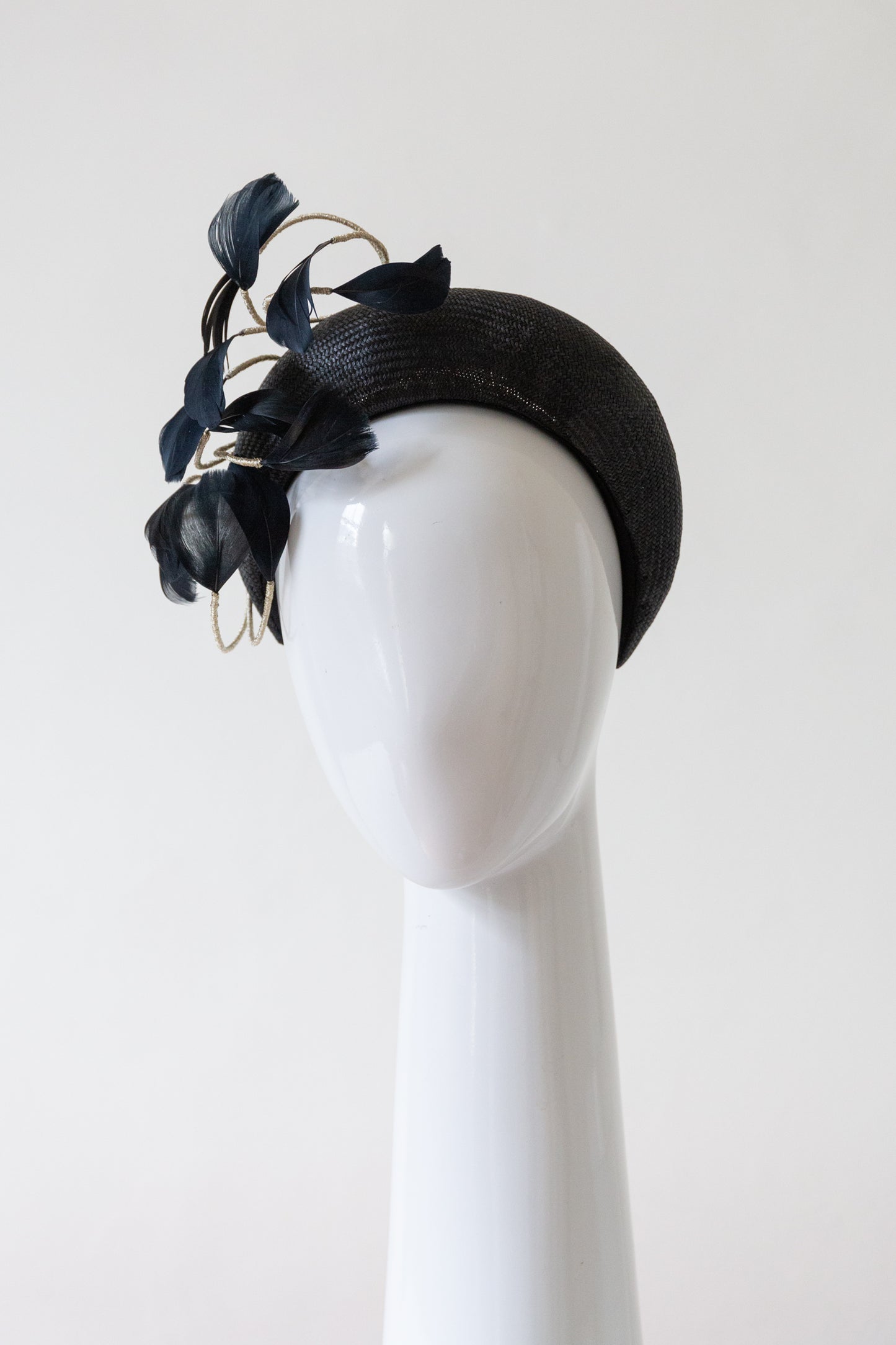 Black Halo Headband with Floating Feathers