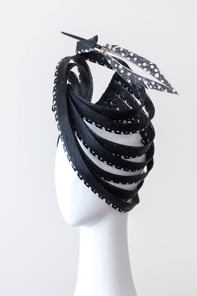 Monochrome Spiral Platter Hat by Felicity Northeast Millinery