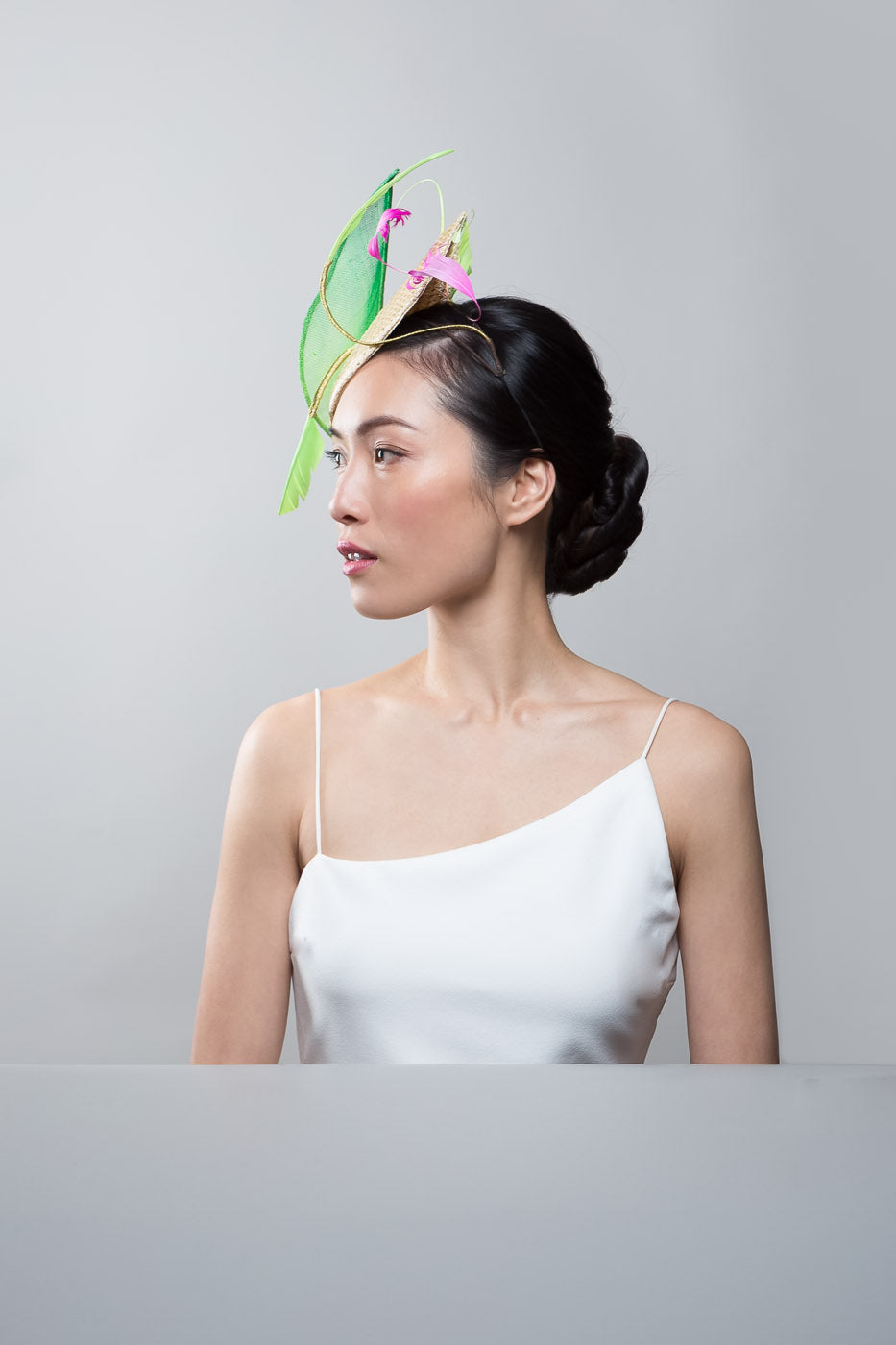 Sculptured Teardrop Headpiece in Gold, Greens and Pinks