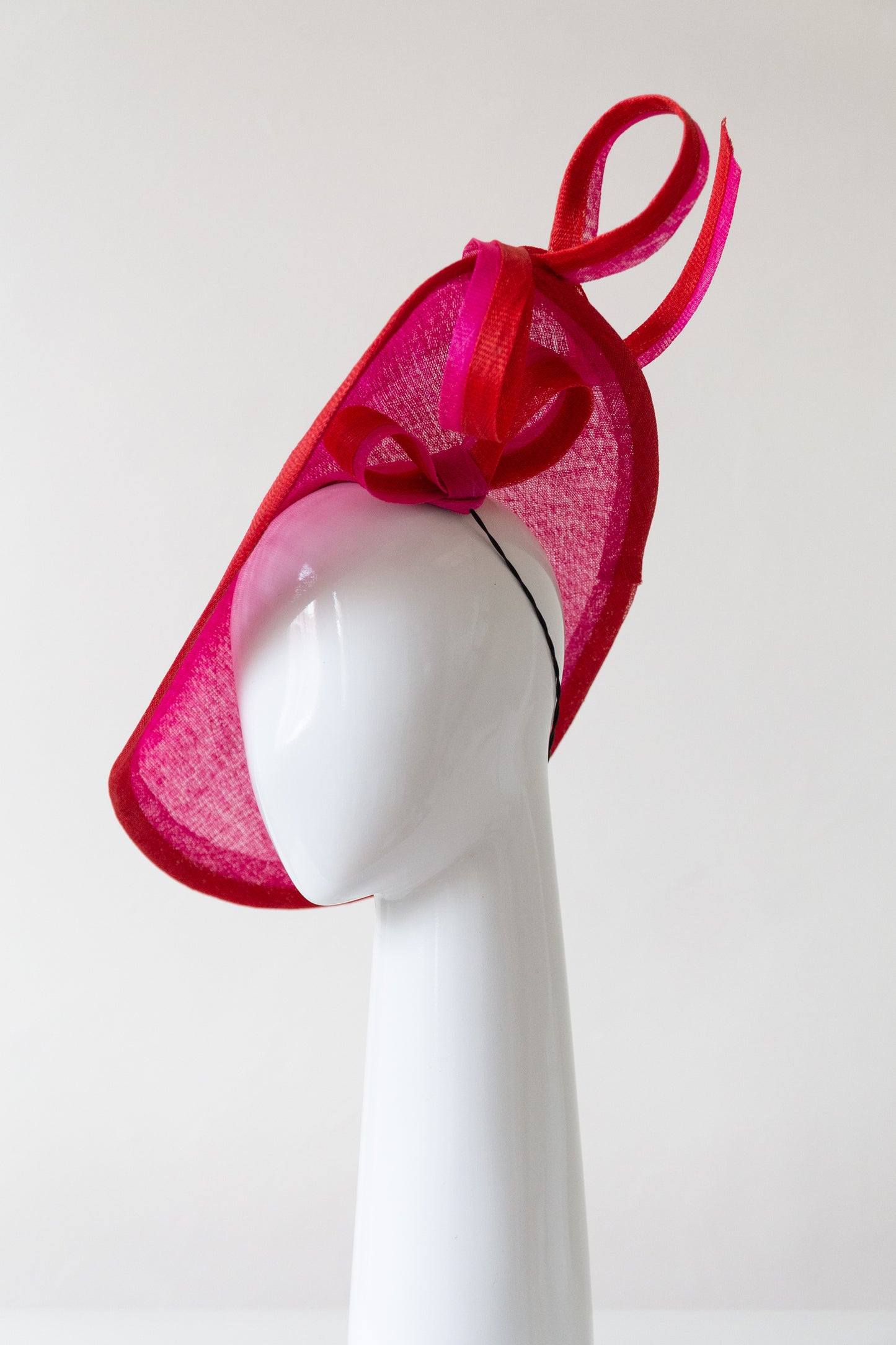 Hot Pink and Red Sweeping Picture Hat by Felicity Northeast Millinery