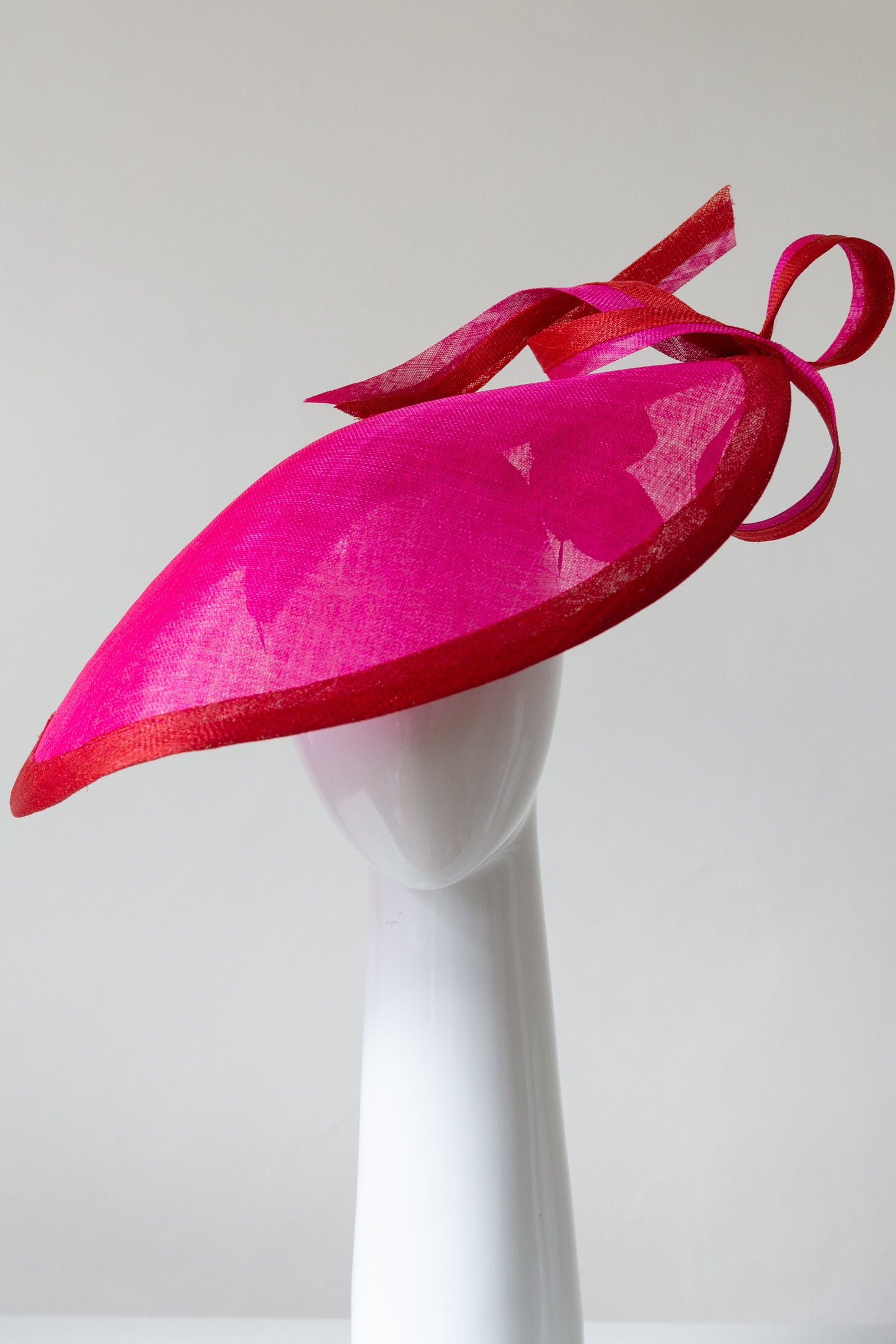 Hot Pink and Red Sweeping Picture Hat by Felicity Northeast Millinery