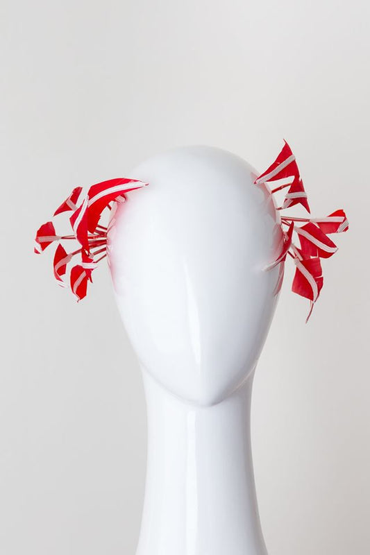 LOUISE- red and white feather headpiece