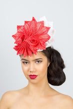 Load image into Gallery viewer, Orange and White Pleated Braid Headpiece by Felicity Northeast Millinery