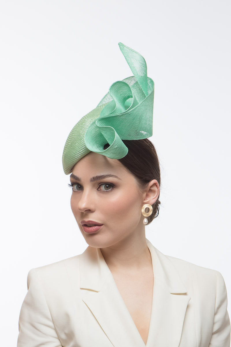 Mint Green Wave Beret By Felicity Northeast Millinery