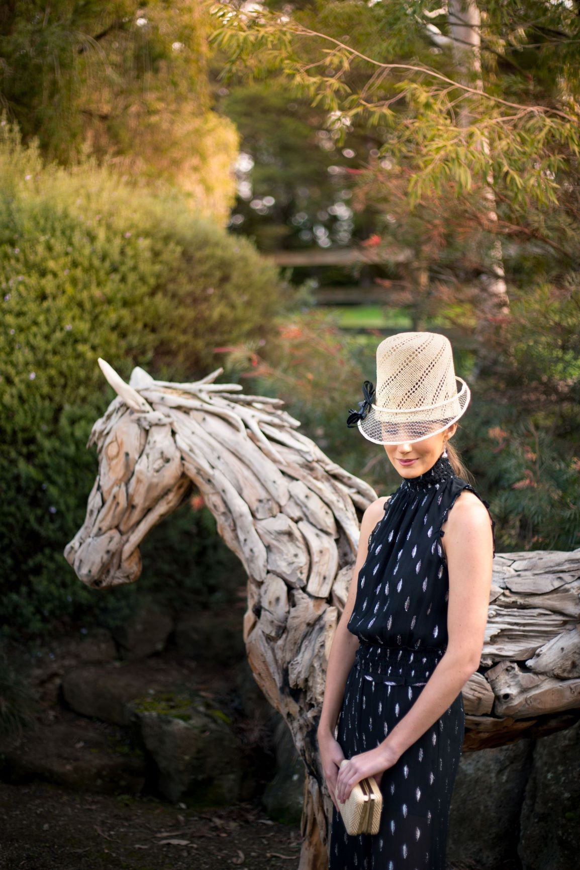 Natural Weave Tall Cap by Felicity Northeast Millinery