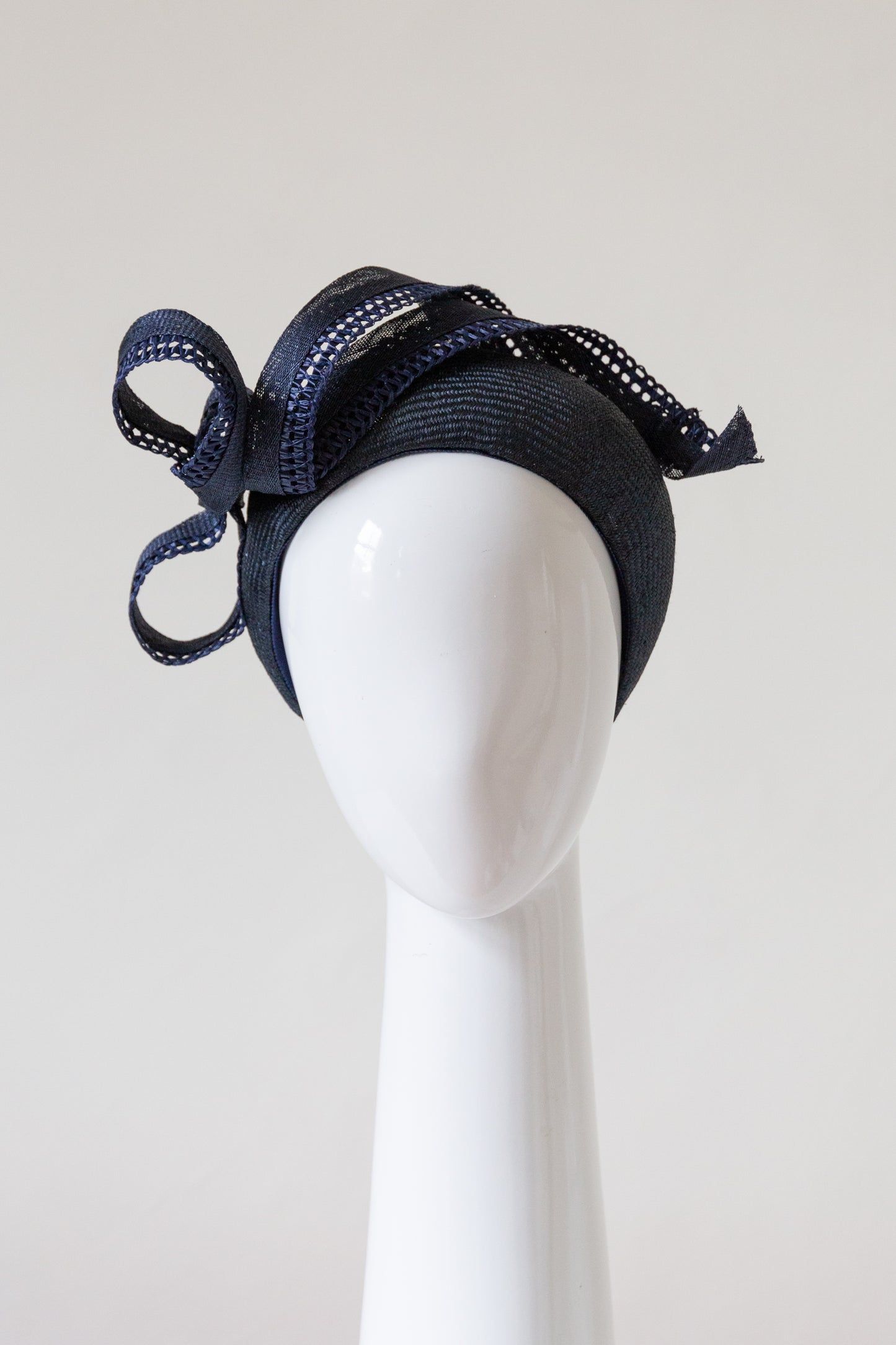Navy Halo Headband with Sweeping Side Bow by Felicity Northeast Millinery