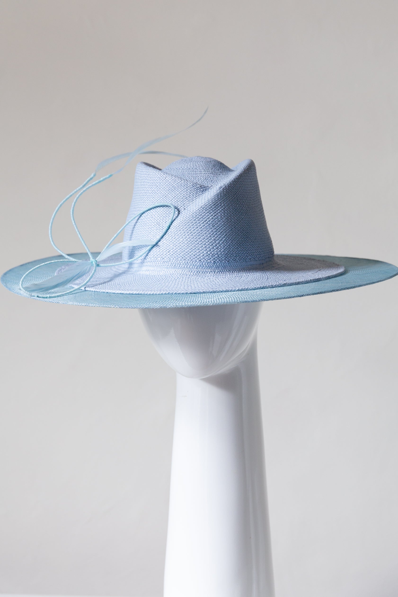 Pale Blue Wide Brimmed Fedora By Felicity Northeast Millinery