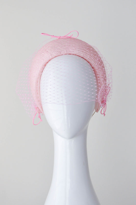 Pale Pink Headband with Removable Veiling by Felicity Northeast Millinery