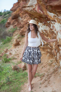Panama Bucket Hat with Detachable  white Fringed Scarf by Felicity Northeast Millinery 