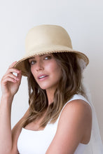 Load image into Gallery viewer, Panama Bucket Hat with Detachable  Fringed Scarf