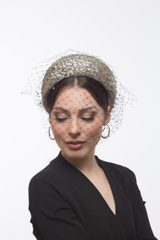 Silver Halo Headband with Diamante Veiling By Felicity Northeast Millinery