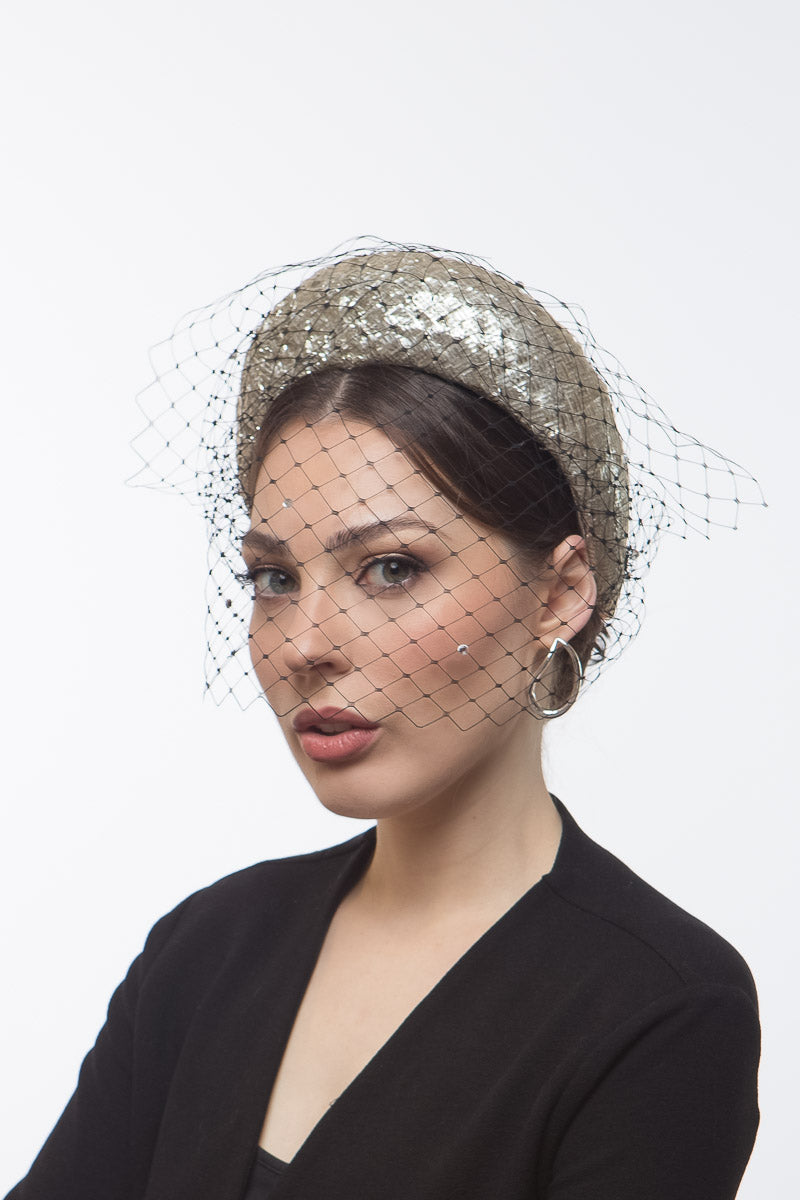 Silver Halo Headband with Diamante Veiling By Felicity Northeast Millinery