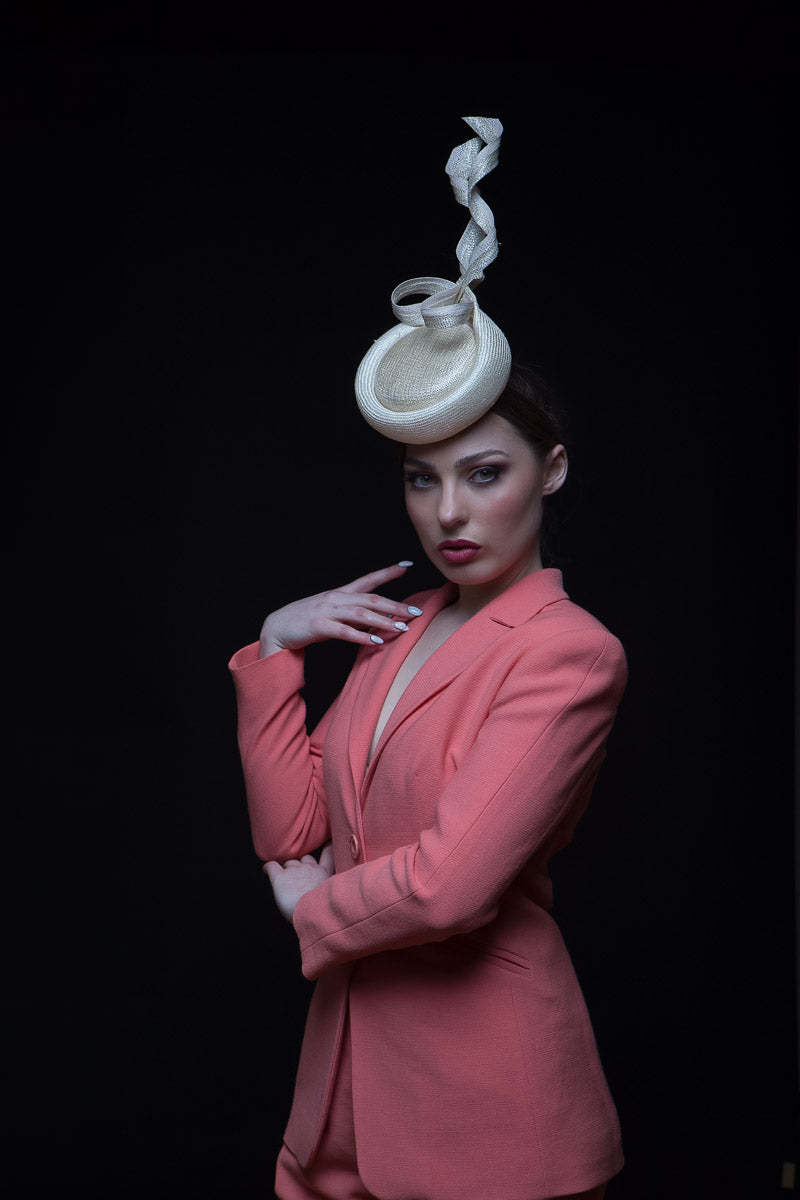 Silver and Cream Percher Button Hat