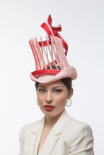 Load image into Gallery viewer, Striking Open Top Hat in Pink and Red by Felicity Northeast Millinery