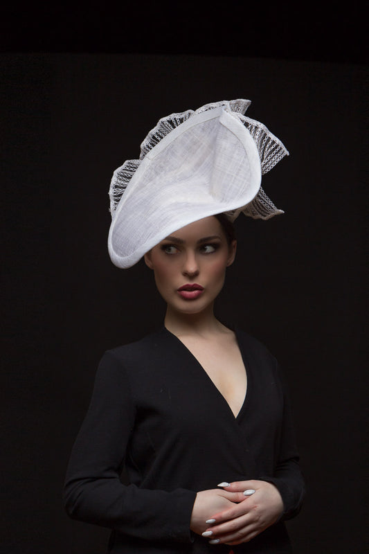 Sweeping White Platter Hat