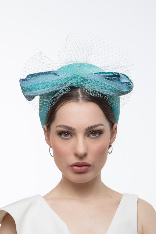 The Sky Blue Halo with Bow by Felicity Northeast Millinery