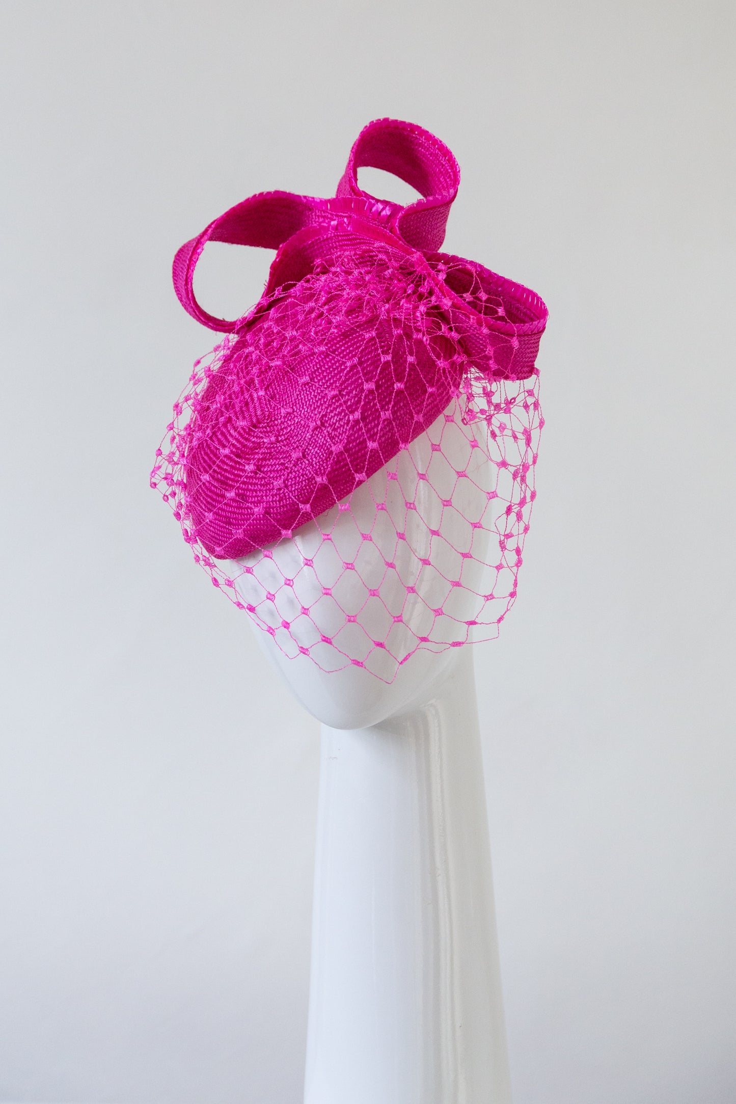 Veiled Hot Pink Side Beret by Felicity Northeast Millinery