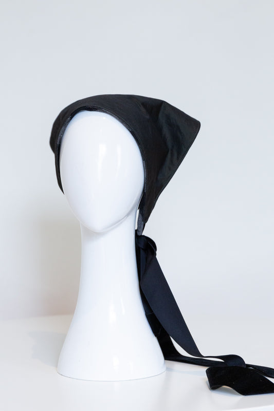 Waterproof Head Scarf with velvet ribbon by Felicity Northeast Millinery