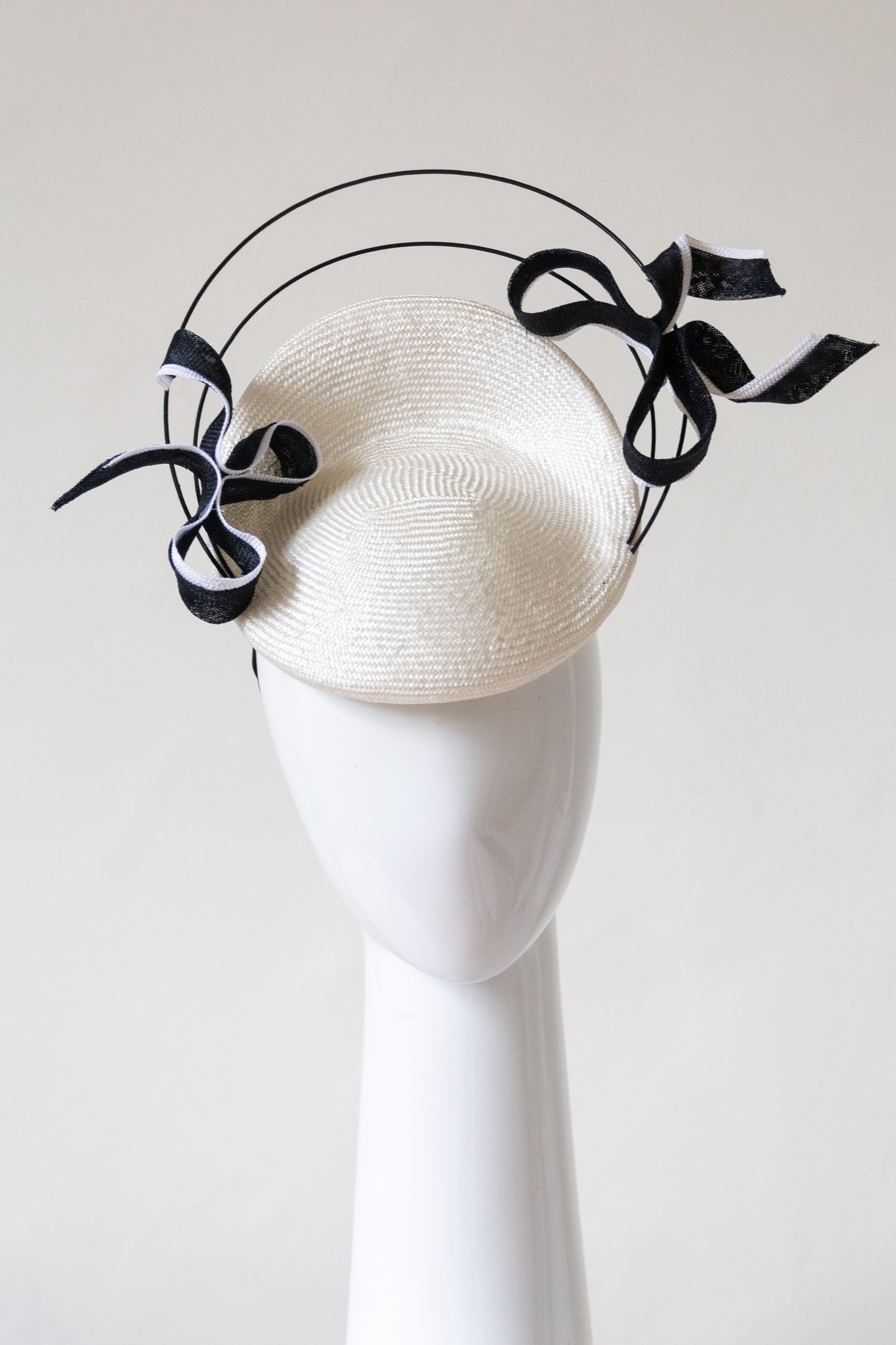 Monochrome Beret with Bows By Felicity Northeast Millinery