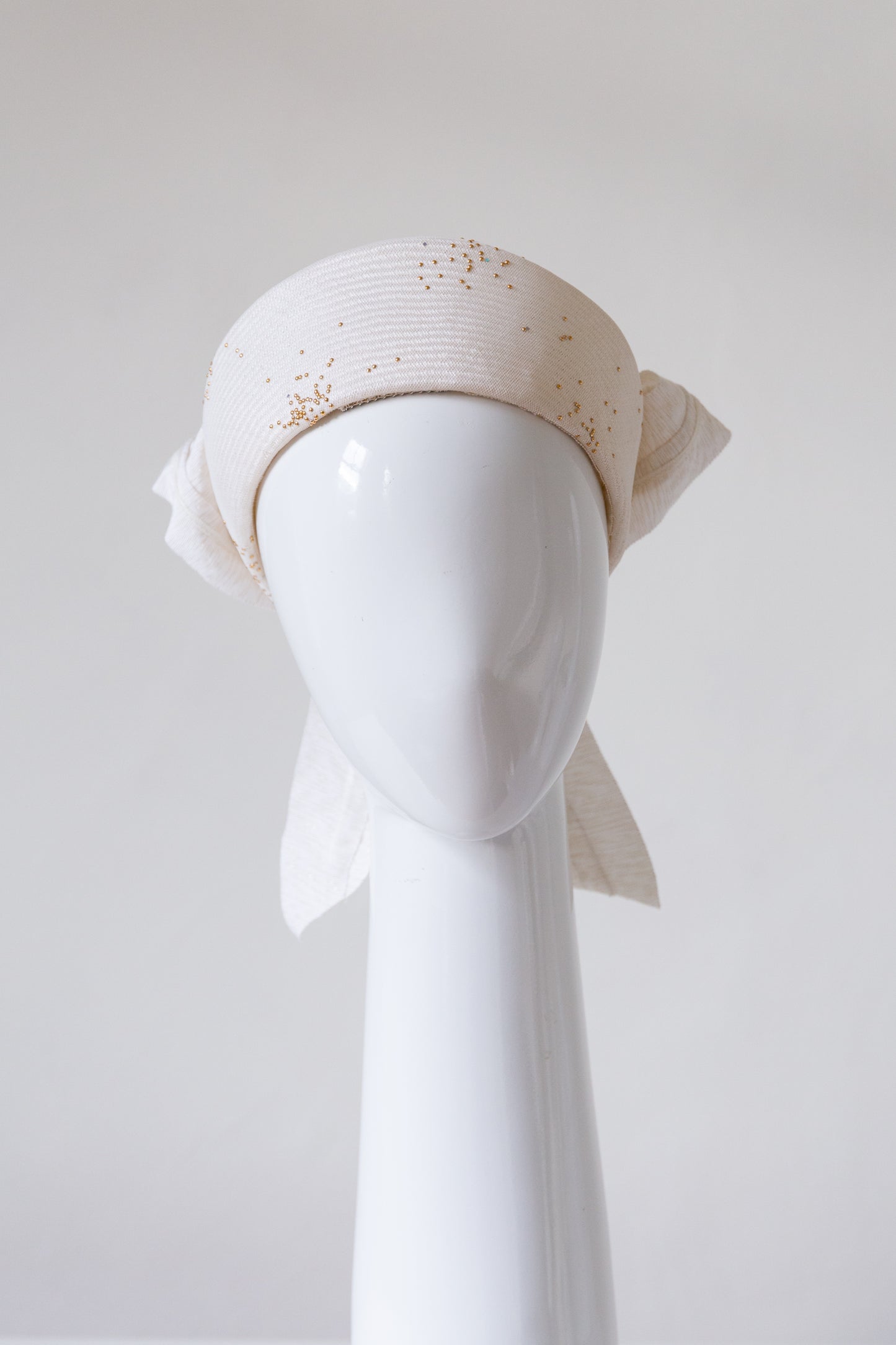 White Open Ring Pillbox with Gold Highlights By Felicity Northeast Millinery