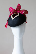 Load image into Gallery viewer, Layered Cocktail Hat in Pink, Gold &amp; Black by Felicity Northeast Millinery