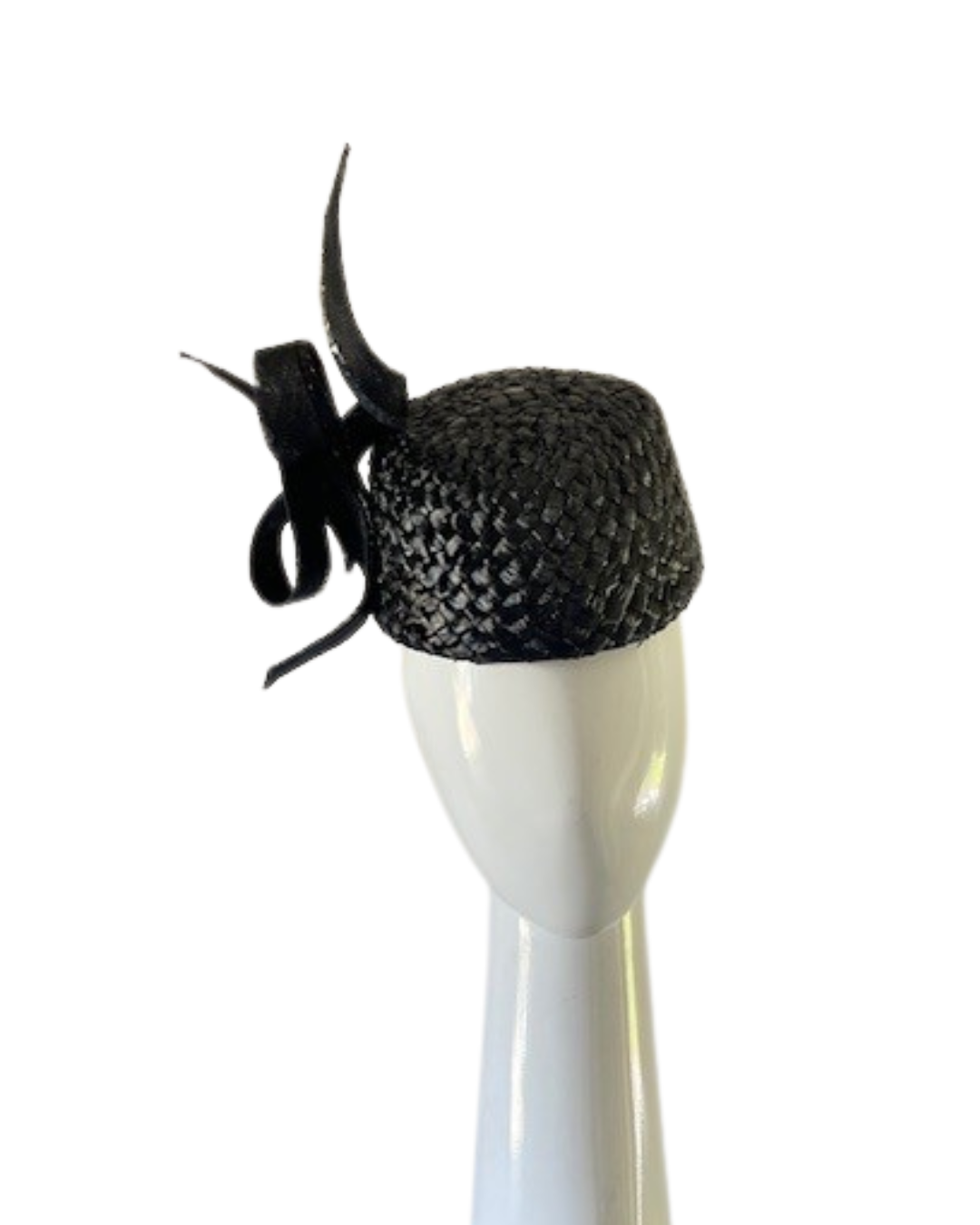 Black Asymmetrical Pillbox with Side Bow