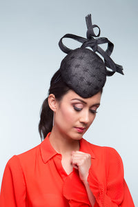 Black Beret with Floating Bow