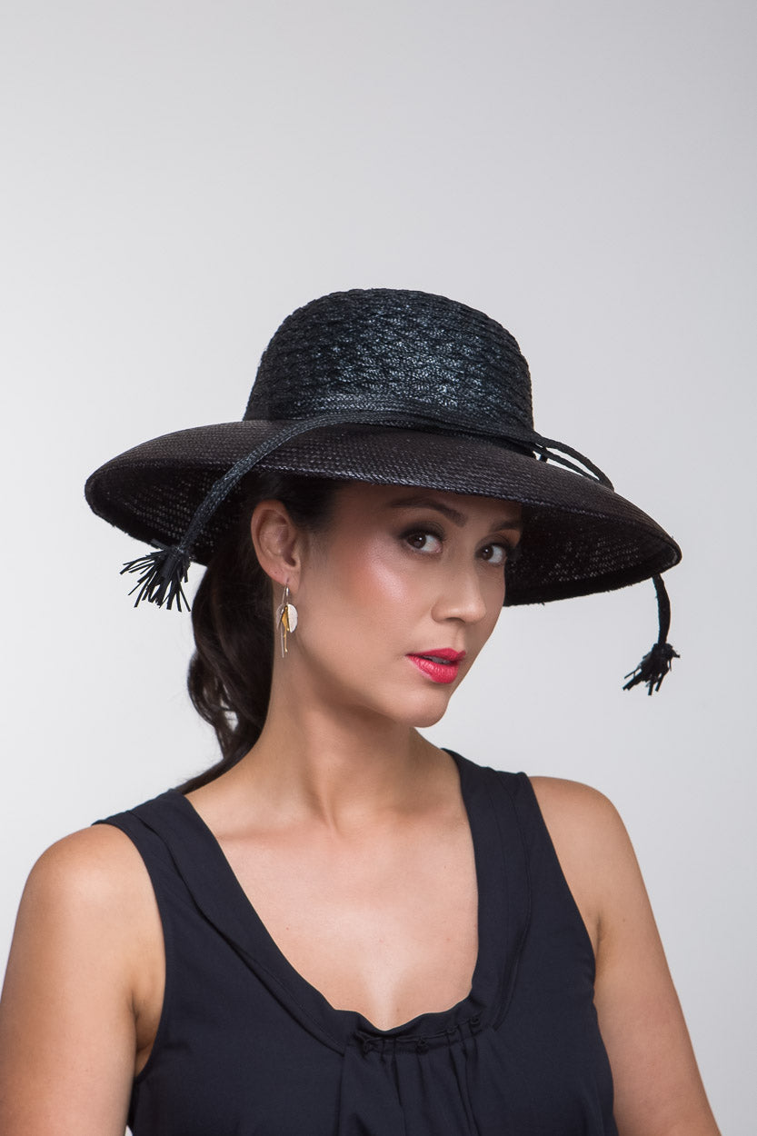 Black Textured Dior Style Hat By Felicity Northeast Millinery