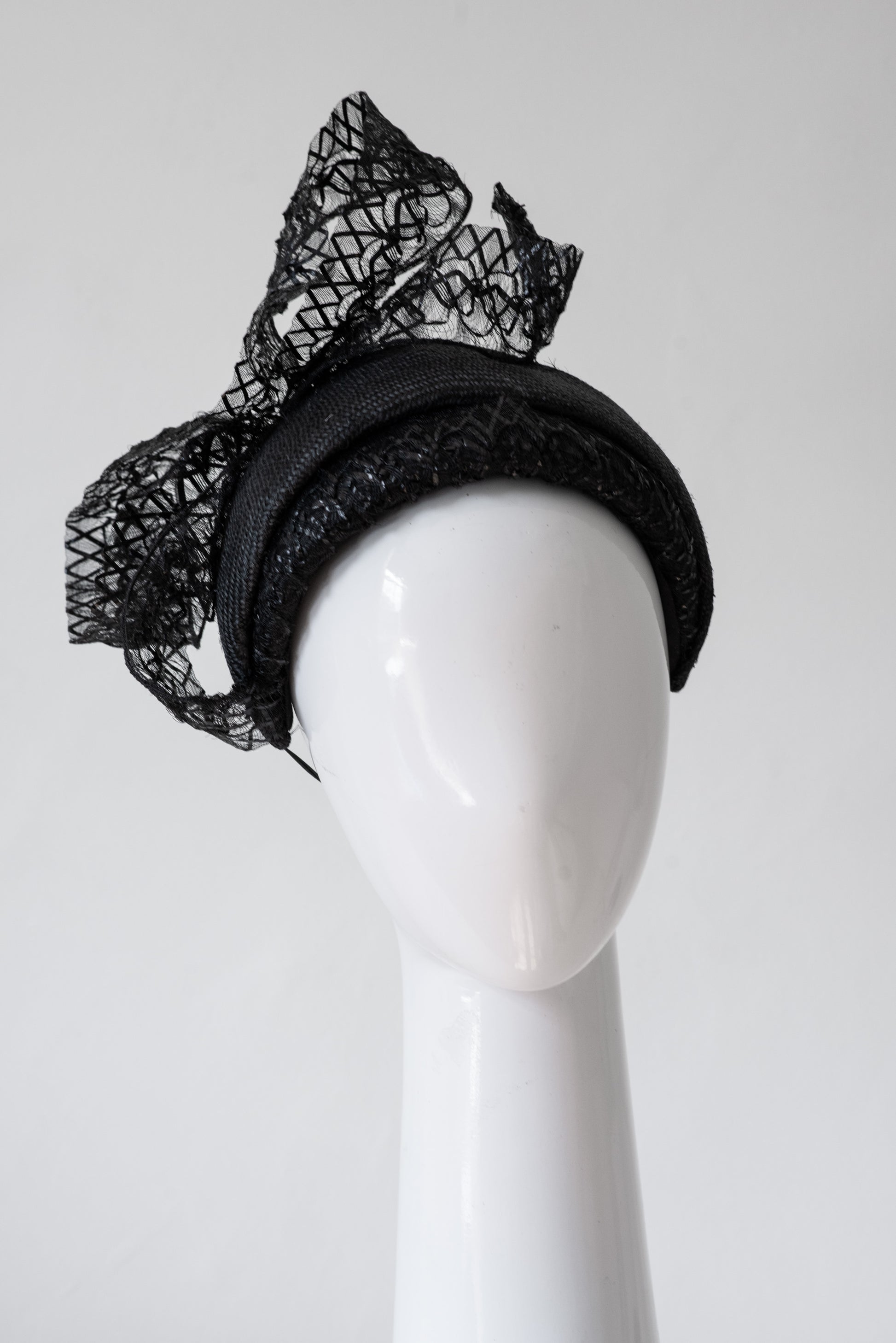 Black Bowed Wide Textured Headband by Felicity Northeast Millinery 