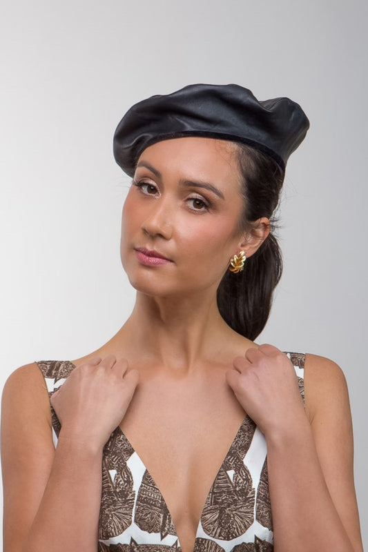Black Leather Beret