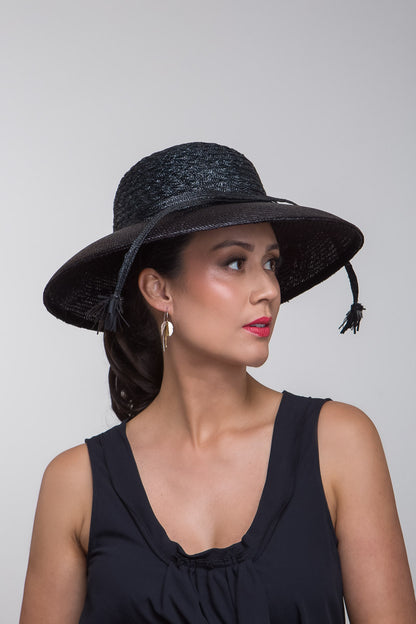 Black Textured Dior Style Hat By Felicity Northeast Millinery