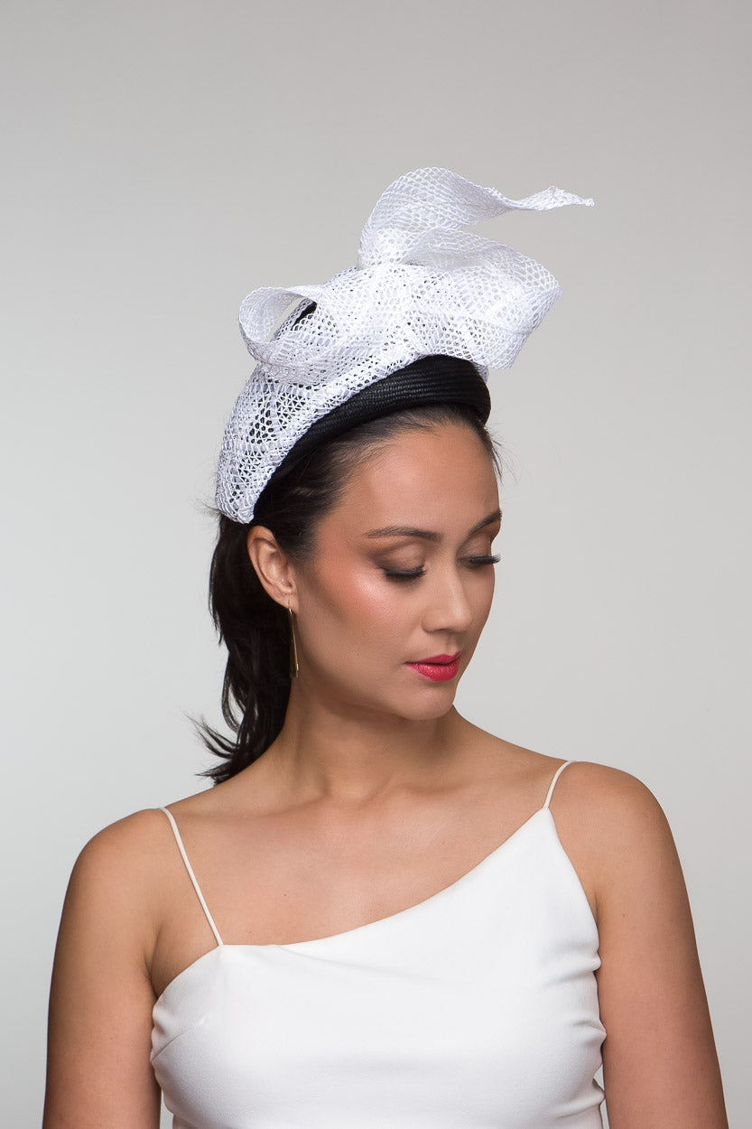 Black and White Wide Textured Headband by Felicity Northeast Millinery