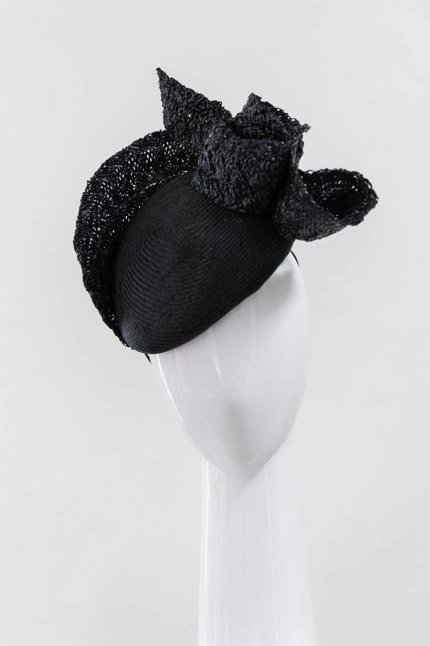  Black beret with Vintage Braid Wave By Felicity Northeast Millinery