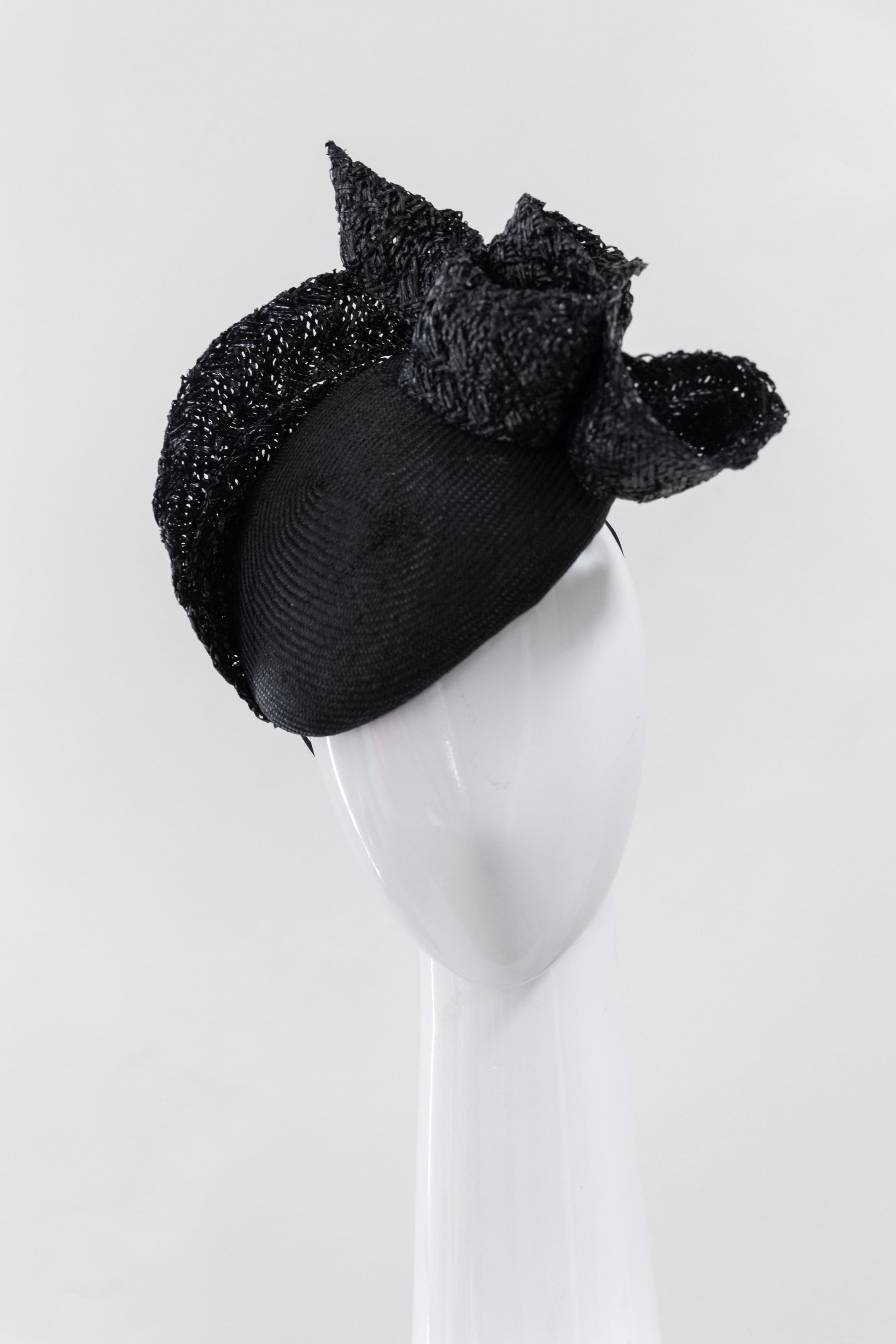  Black beret with Vintage Braid Wave By Felicity Northeast Millinery