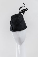 Load image into Gallery viewer, Black modern Fez with a Twist by Felicity Northeast Millinery